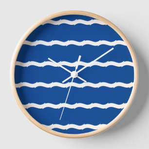 Reloj Olas de mar blancas azules costeras patrón moderno