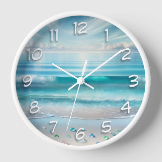 Reloj Olas oceánicas azules de bonito y vidrio marino