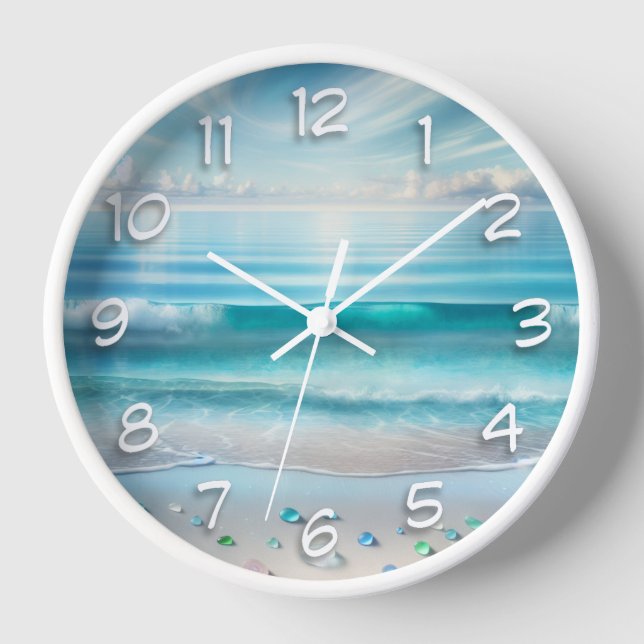 Reloj Olas oceánicas azules de bonito y vidrio marino (Anverso)