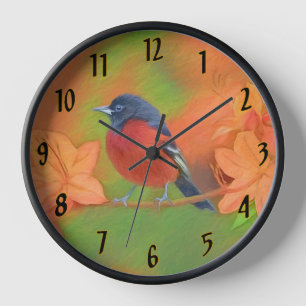 Reloj Orchard Oriole Songbird Pintura original de aves