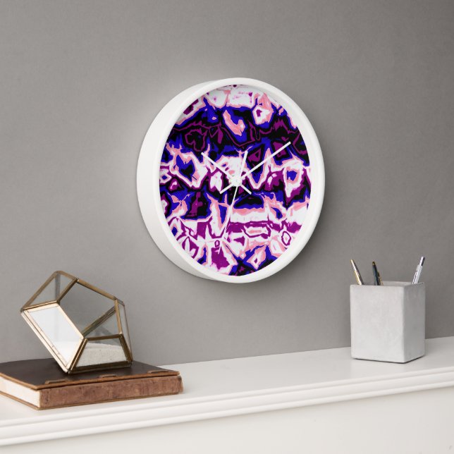 Reloj Orgulloso de rayas jaspeadas retro boho funky de g (Oficina)
