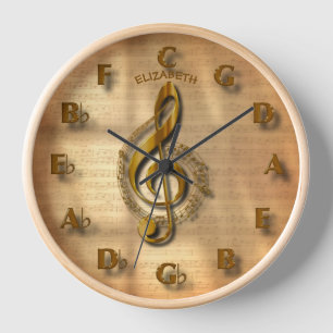 Reloj Oro Música Treble Clef Clock Con Círculo De Cincue