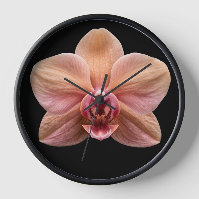 Reloj Orquídea sobre fondo negro (Anverso)