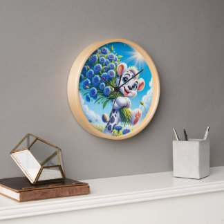 Reloj Oso Alegre con Flores Azules