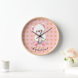Reloj Oso de peluche dulce y ruedas de pinza para un viv