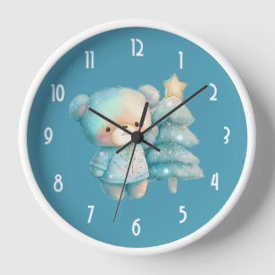 Reloj Oso lindo y vacaciones de árbol de Navidad