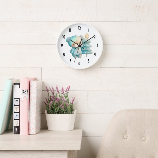 Reloj Oso lindo y vacaciones de árbol de Navidad (Sala de lectura)