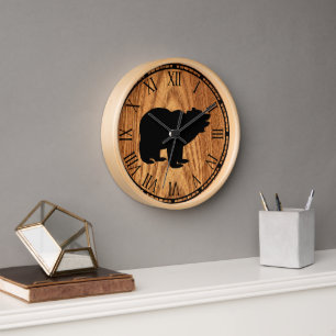 Reloj oso negro rústico adorable