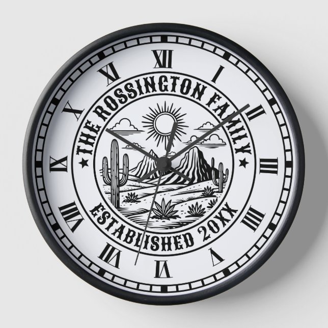 Reloj Paisaje del Cactus del Desierto #2S Nombre De Fami (Anverso)