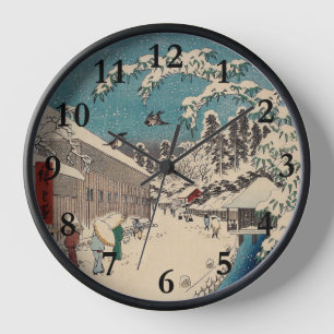 Reloj paisaje invernal de Hiroshige Japón ukiyo-e antigu