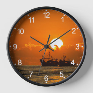 Reloj Paisaje natural Atardecer con Barco-68465