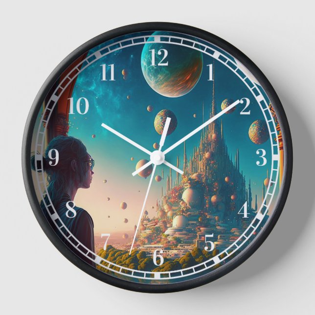 Reloj paisajístico Futurista del Castillo Fantasy (Anverso)