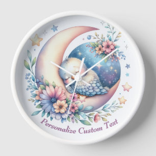 Reloj Pájaro Bebé Lindo Personalizado Durmiendo en la Lu