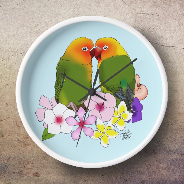 Reloj Pájaros del Amor Flores Tropicales (Subido por el creador)