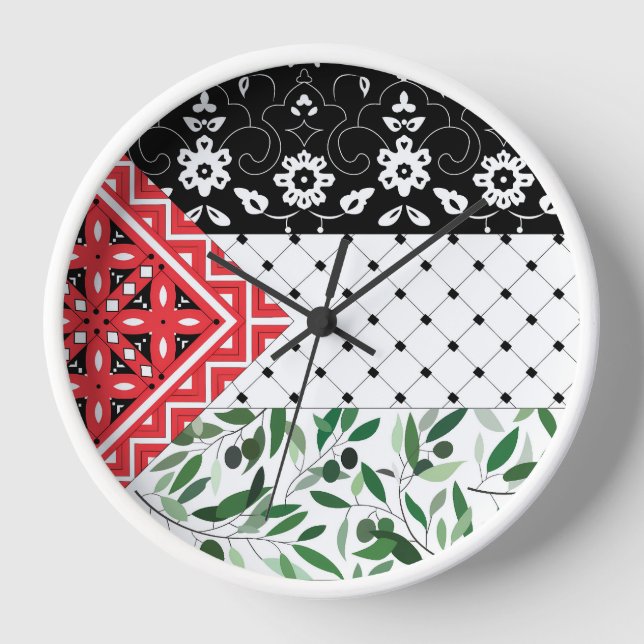 Reloj Palestine Flag Falastini Artwork Kuffiyeh Olives (Anverso)