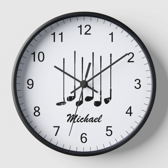 Reloj Palos de golf personalizados modernos y modernos (Anverso)