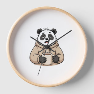 Reloj Panda Café Dibujo Animado Demasiado Cansado Para F