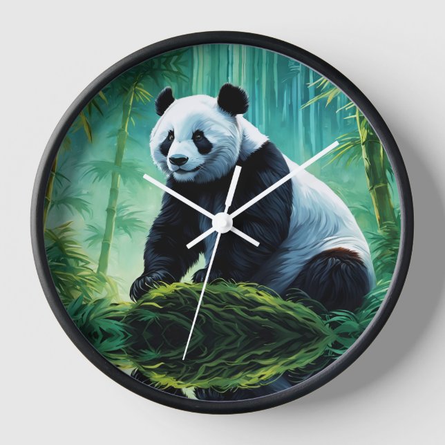 Reloj Panda gigante en bosque de bambú (Anverso)
