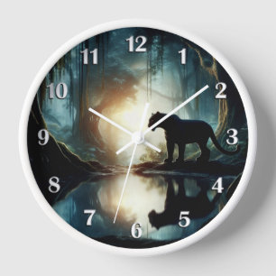 Reloj Pantera negra reflejada en números blancos del poo