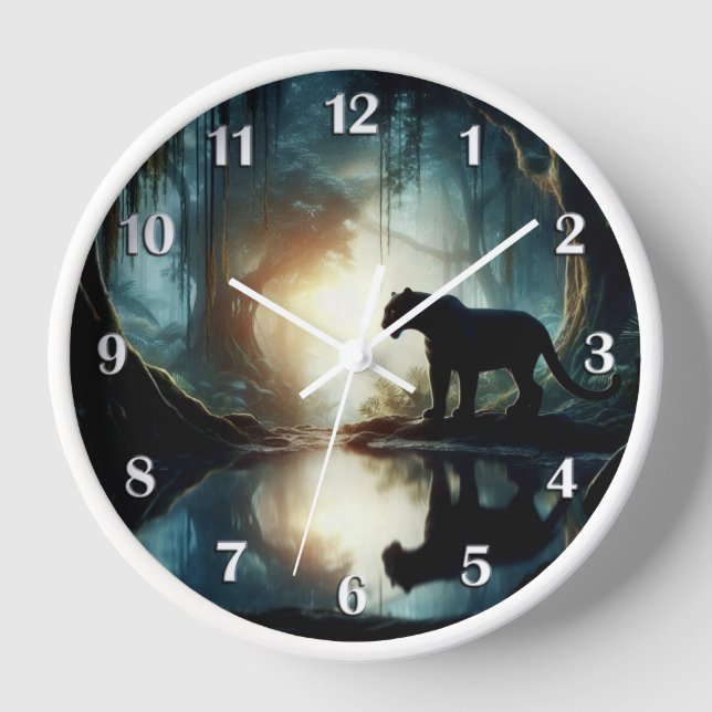 Reloj Pantera negra reflejada en números blancos del poo (Anverso)