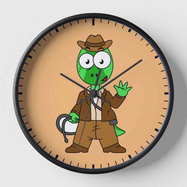 Reloj Parasaurolophus Vestido Como Indiana Jones. (Anverso)