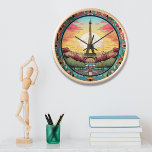 Reloj Parisino Sunset Eifel Tower Paris Floral Francesa<br><div class="desc">El luminoso Sunset Parisiense Eifel Tower Paris France Floral Clocks tiene un estilo Art Déco estilo París con la Torre Eifel en un audaz marco floral. Creado por Evco Studio www.zazzle.com/store/evcostudio</div>