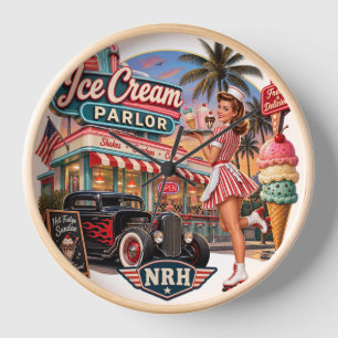 Reloj Parlor de Helados NRH Vintage Americana de los año