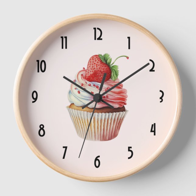 Reloj Pastel de fresa postre dulce (Anverso)