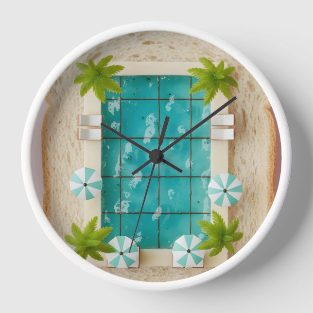 Reloj Pastel Vaporwave Pool Toast (Anverso)