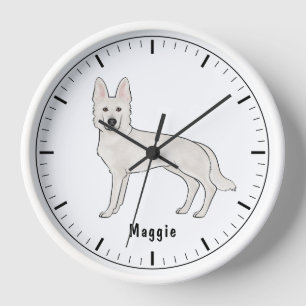 Reloj Pastor blanco suizo GSD blanco Perro con nombre