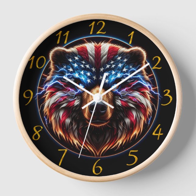 Reloj Patriot Bear con corona de bandera (Anverso)