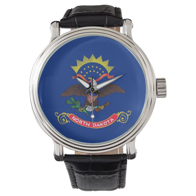 Reloj patriótico con bandera de Dakota del Norte (Anverso)