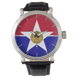 reloj patriótico con bandera de Dallas