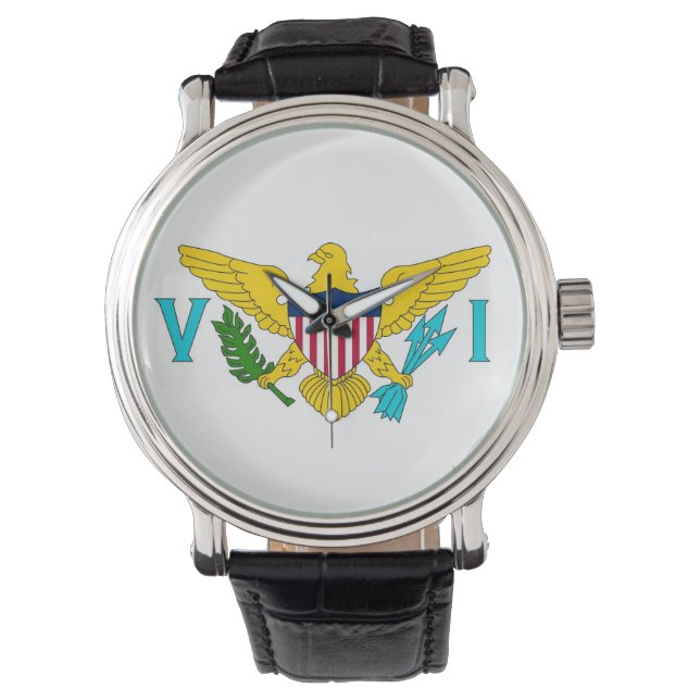 Reloj patriótico con bandera de las Islas Vírgenes (Anverso)