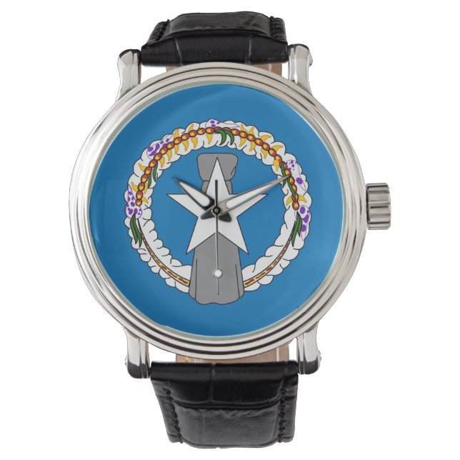 Reloj patriótico con bandera de Mariana del Norte (Anverso)