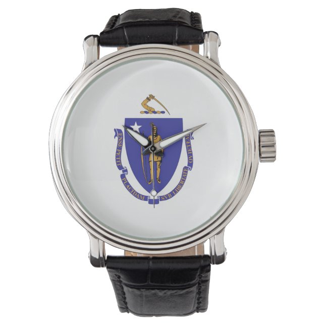 reloj patriótico con bandera de Massachusetts (Anverso)
