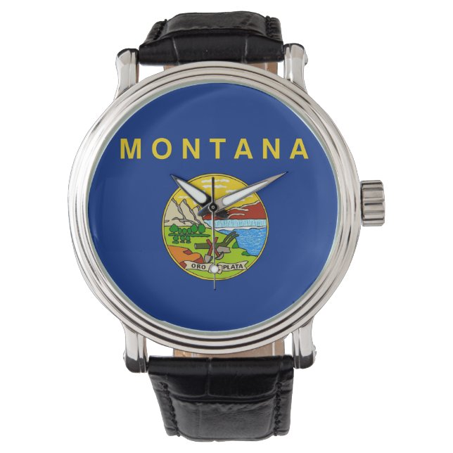 Reloj patriótico con bandera de Montana (Anverso)