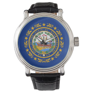 Reloj patriótico con bandera de Nuevo Hampshire