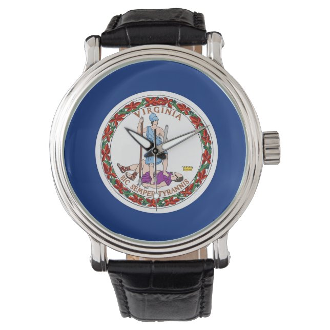 Reloj patriótico con bandera de Virginia (Anverso)