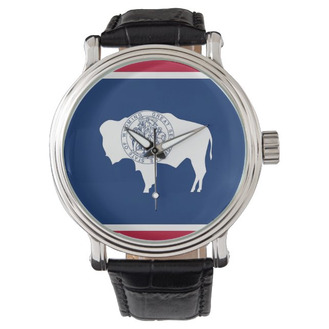 Reloj patriótico con bandera de Wyoming (Anverso)
