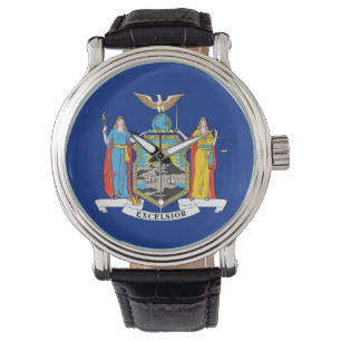 Reloj patriótico con bandera del estado de Nueva Y
