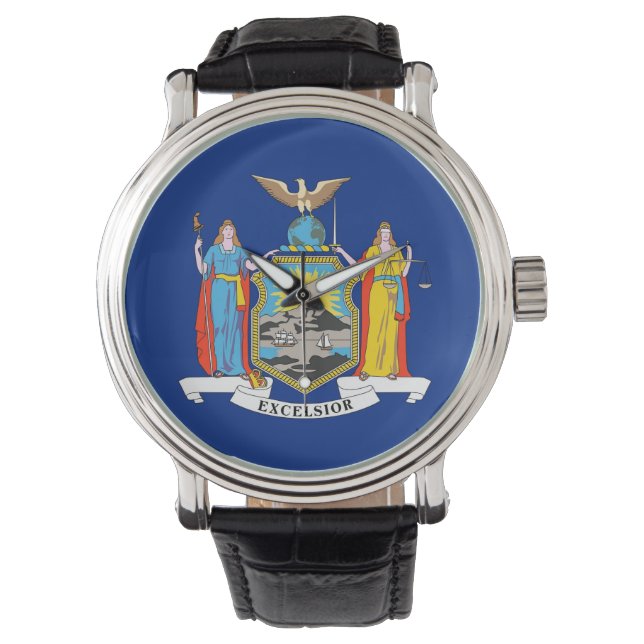 Reloj patriótico con bandera del estado de Nueva Y (Anverso)