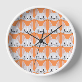 Reloj Patrón animal colorido sobre fondo Naranja