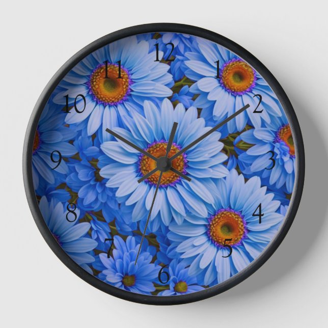 Reloj Patrón azul floral azul girasol azul marea (Anverso)