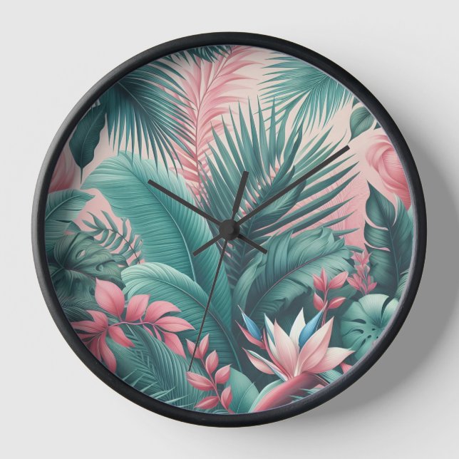 Reloj Patrón botánico del paraíso tropical (Anverso)