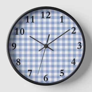 Reloj Patrón clásico de gingham azul claro con estampado
