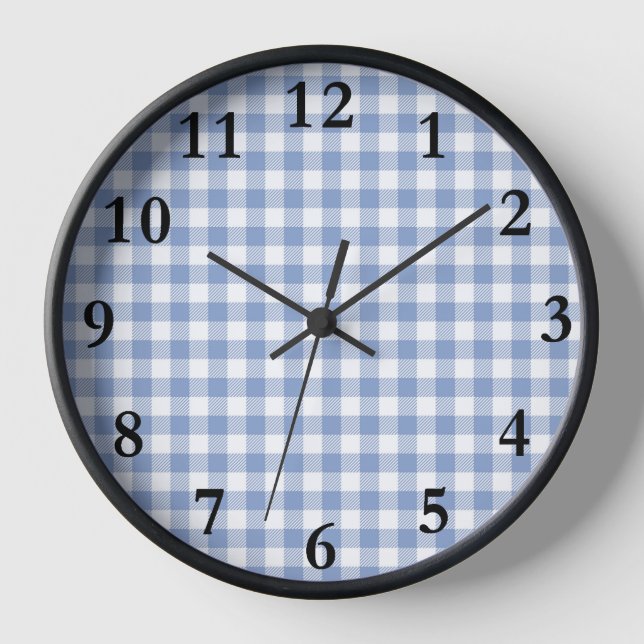 Reloj Patrón clásico de gingham azul claro con estampado (Anverso)