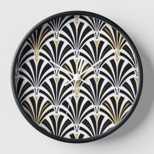 Reloj patrón de abanico Art Deco - negro y blanco