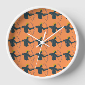 Reloj Patrón de arquero colorido sobre fondo Naranja