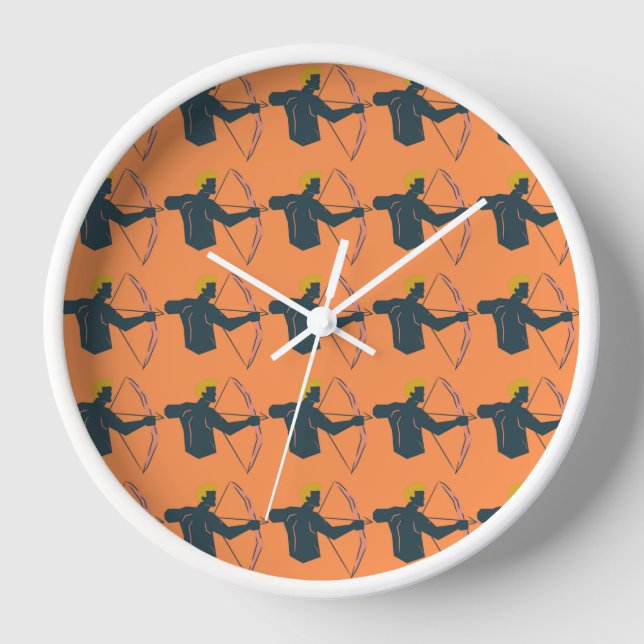 Reloj Patrón de arquero colorido sobre fondo Naranja (Anverso)